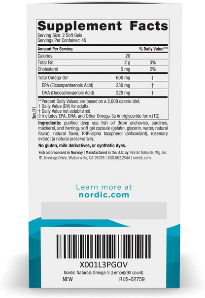 Nordic Naturals Omega-3, Lemon Flavor